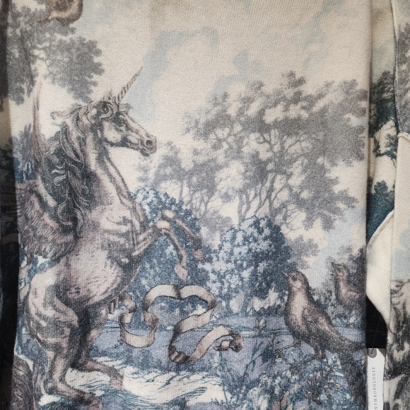 Rare Pilcro Alani Mock Neck Mystical Garden Cashmere Cream & Blue Sweater NWT S - Picture 4 of 12